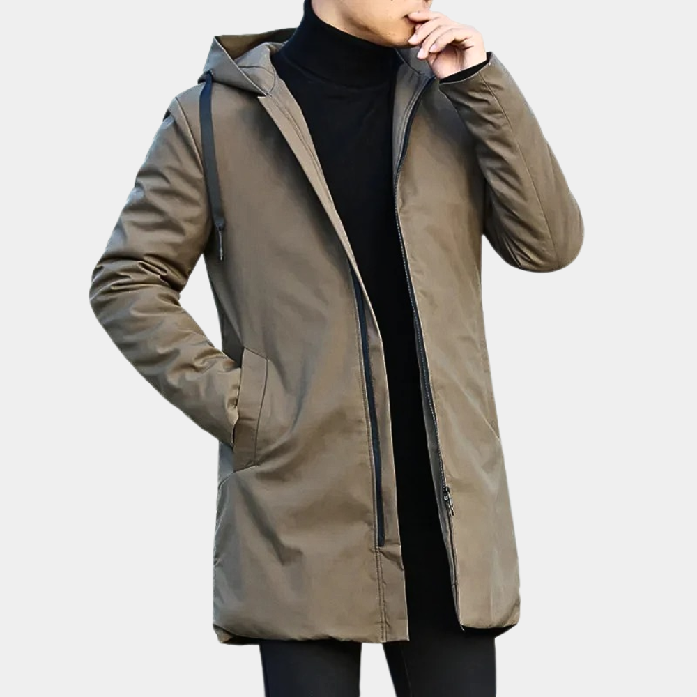Everett | Manteau homme doublé à capuche – Veste d’hiver chaude et coupe-vent