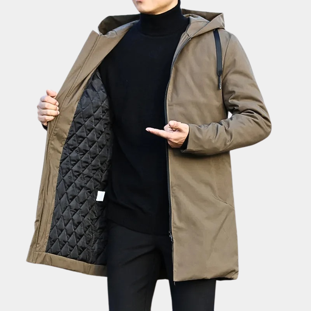 Everett | Manteau homme doublé à capuche – Veste d’hiver chaude et coupe-vent