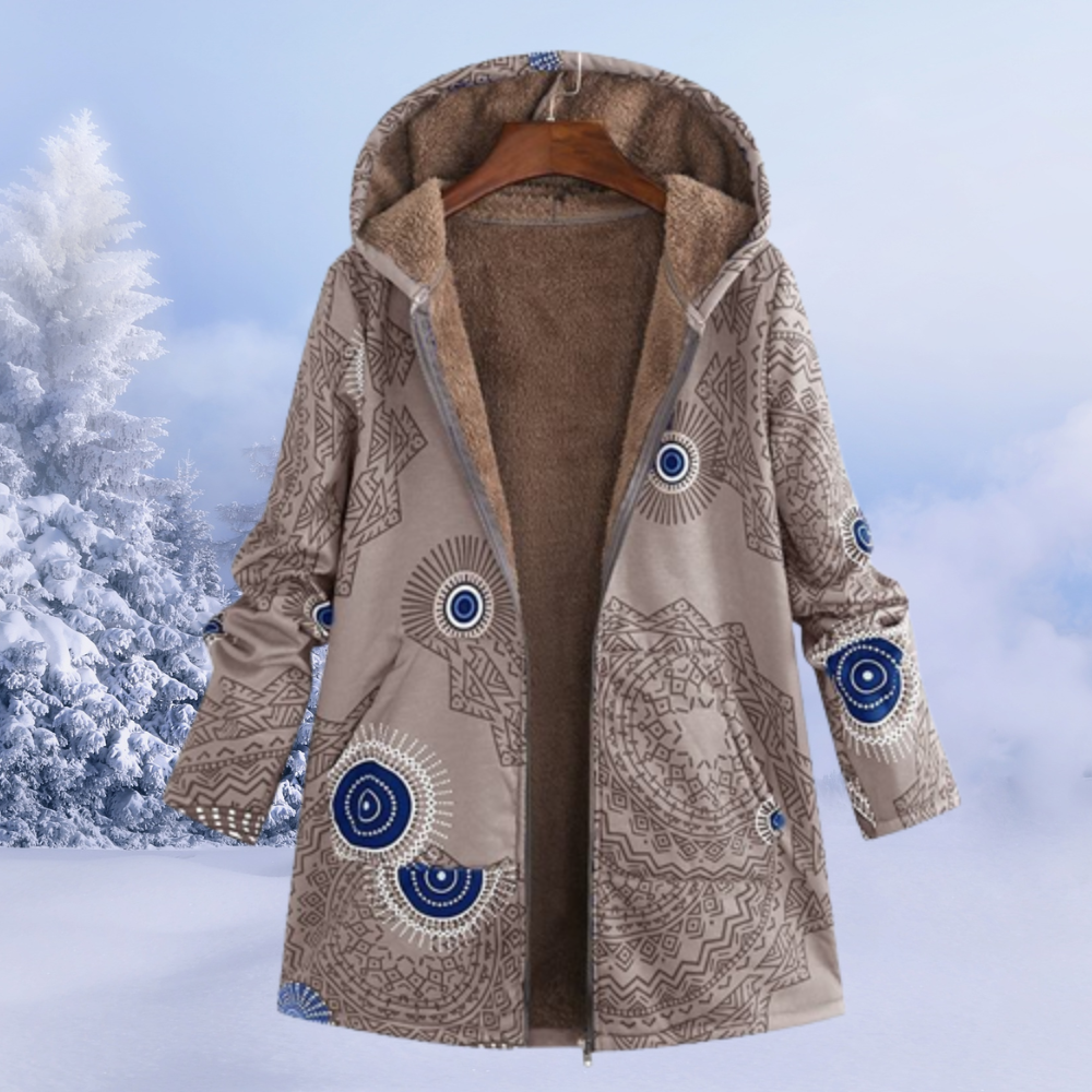 Paloma | Veste Femme à Capuche Imprimée Doublée Polaire Confort et Style