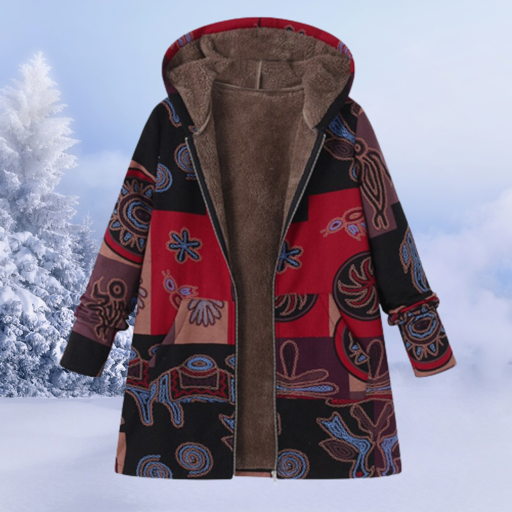 Paloma | Veste Femme à Capuche Imprimée Doublée Polaire Confort et Style