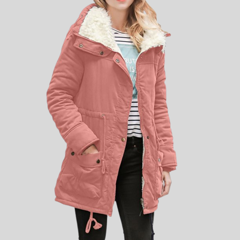 Cléophée | Manteau Femme Zippé avec Doublure Polaire et Taille Ajustable, Chaud et Confortable