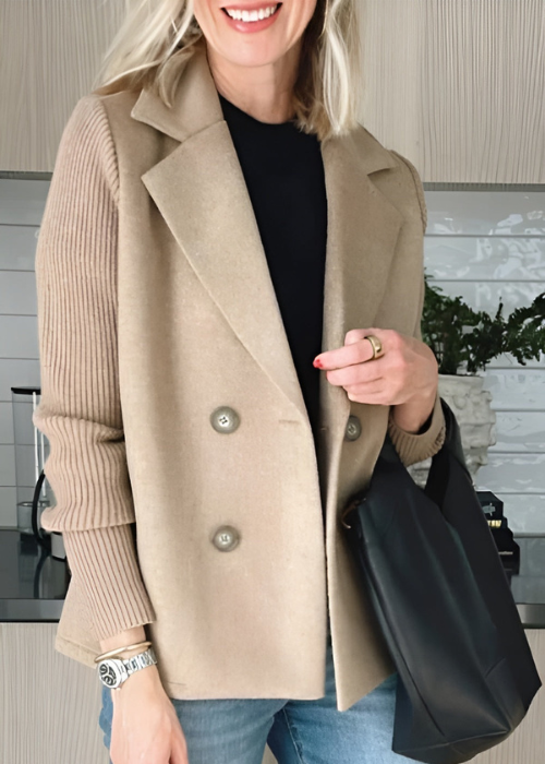 Aubrielle | Blazer Femme Double Boutonnage Élégant et Polyvalent, Couleur Unie