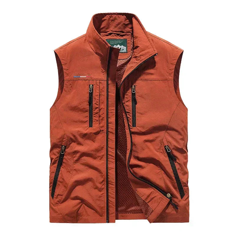 Hunter | Gilet homme classique à col montant – Léger avec multiples poches zippées pour saisons intermédiaires