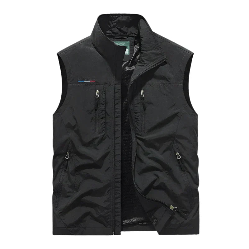 Hunter | Gilet homme classique à col montant – Léger avec multiples poches zippées pour saisons intermédiaires