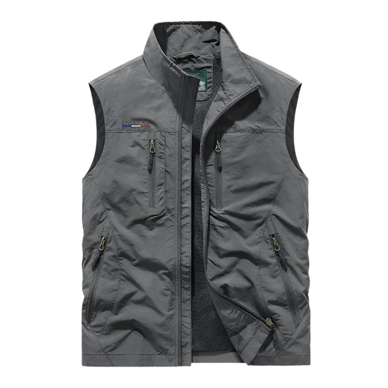 Hunter | Gilet homme classique à col montant – Léger avec multiples poches zippées pour saisons intermédiaires