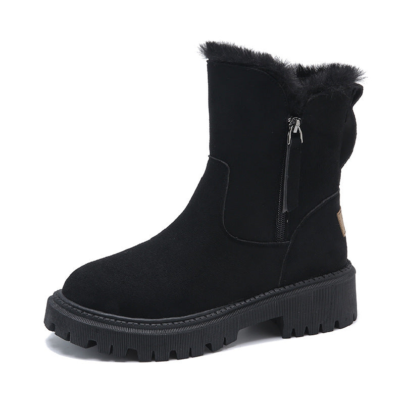 Aubrielle | Bottines Femme Hiver en Suédine avec Doublure Fourrée et Fermeture Zippée