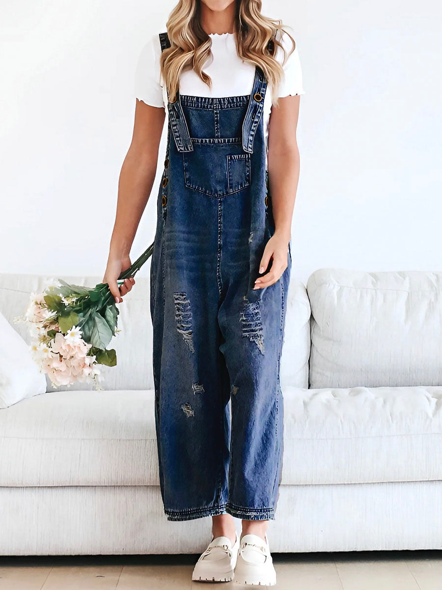 Carmelle | Combinaison femme en denim à encolure carrée et style décontracté
