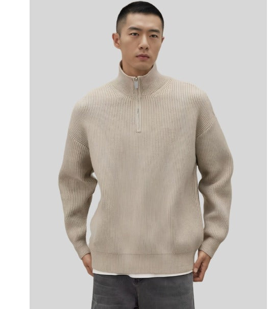 Pull Homme Quarter-Zip à Rayures | Confort et Style Moderne