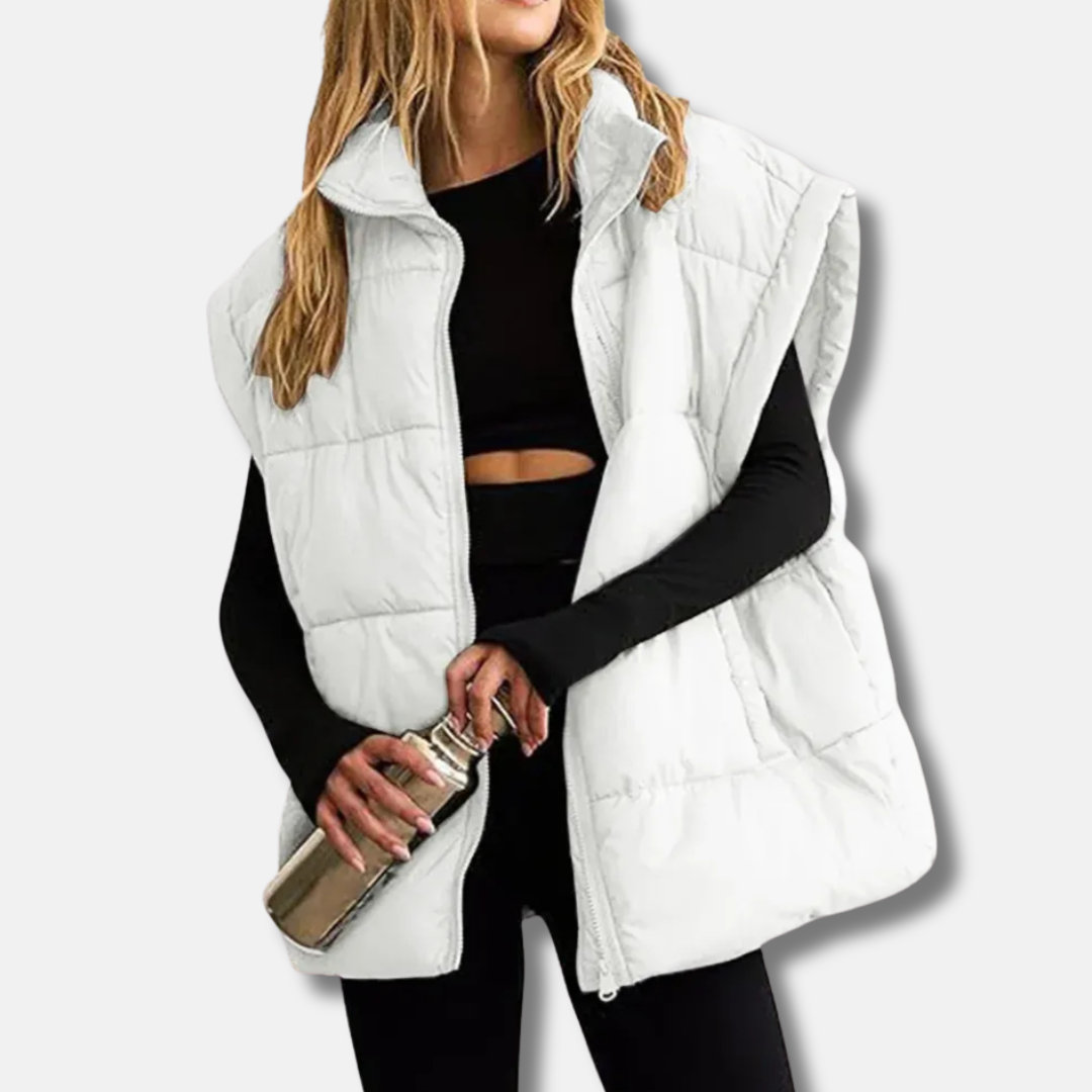 Veste matelassée sans manches pour femme avec col montant — légère, chaude & stylée