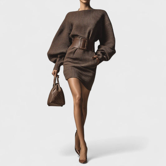Robe Pull Courte Femme avec Ceinture | Élégante et Confortable