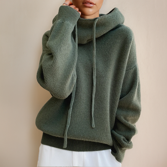 Hoodie Femme à Col Roulé Côtelé | Coupe Décontractée & Manches Longues