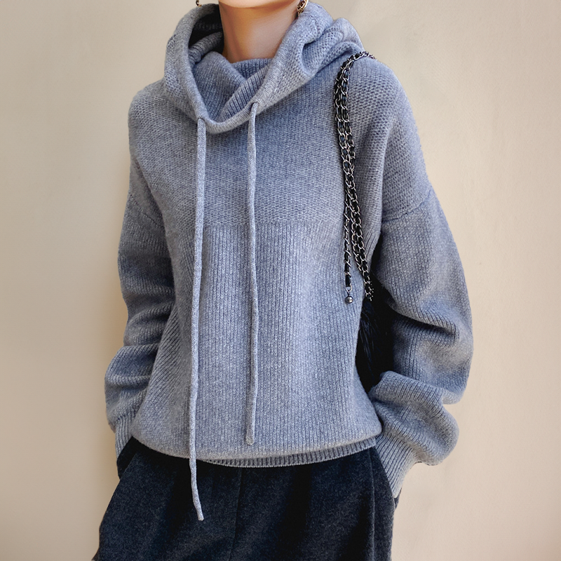 Hoodie Femme à Col Roulé Côtelé | Coupe Décontractée & Manches Longues