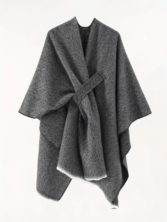 Asymmetrical Drape Shawl | Châle Oversize avec Ceinture pour Automne & Hiver