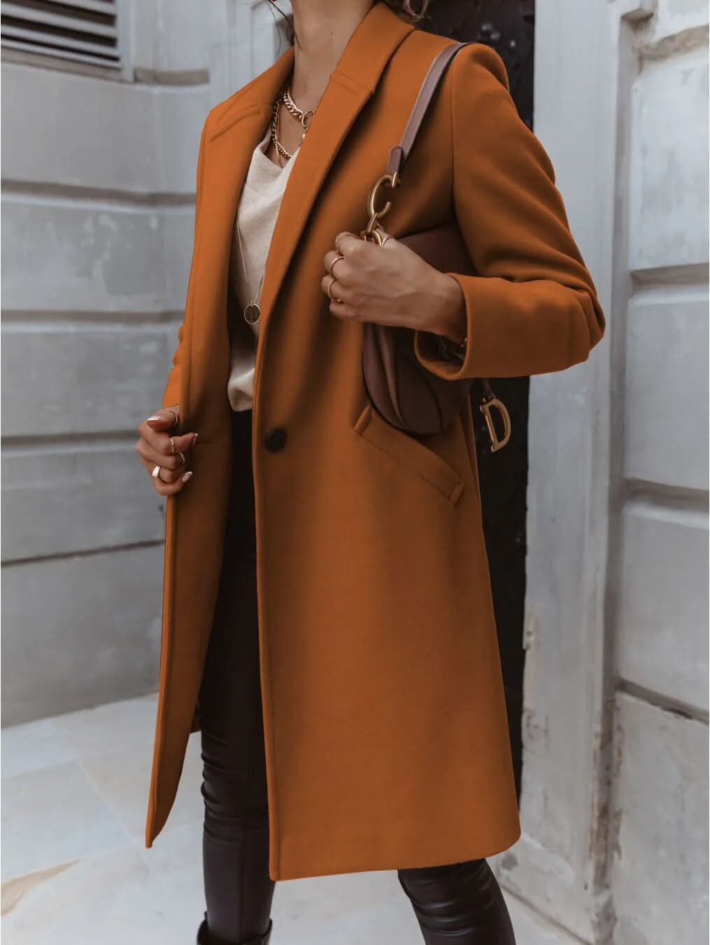 Long Tailored Coat Femme | Manteau Long Élégant & Structuré