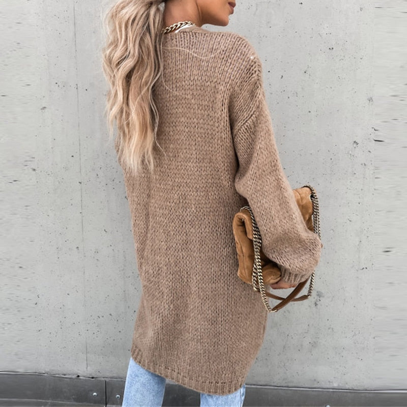 Sylvie | Cardigan Long en Maille Douce pour Femme | Gilet Oversize Élégant et Confortable