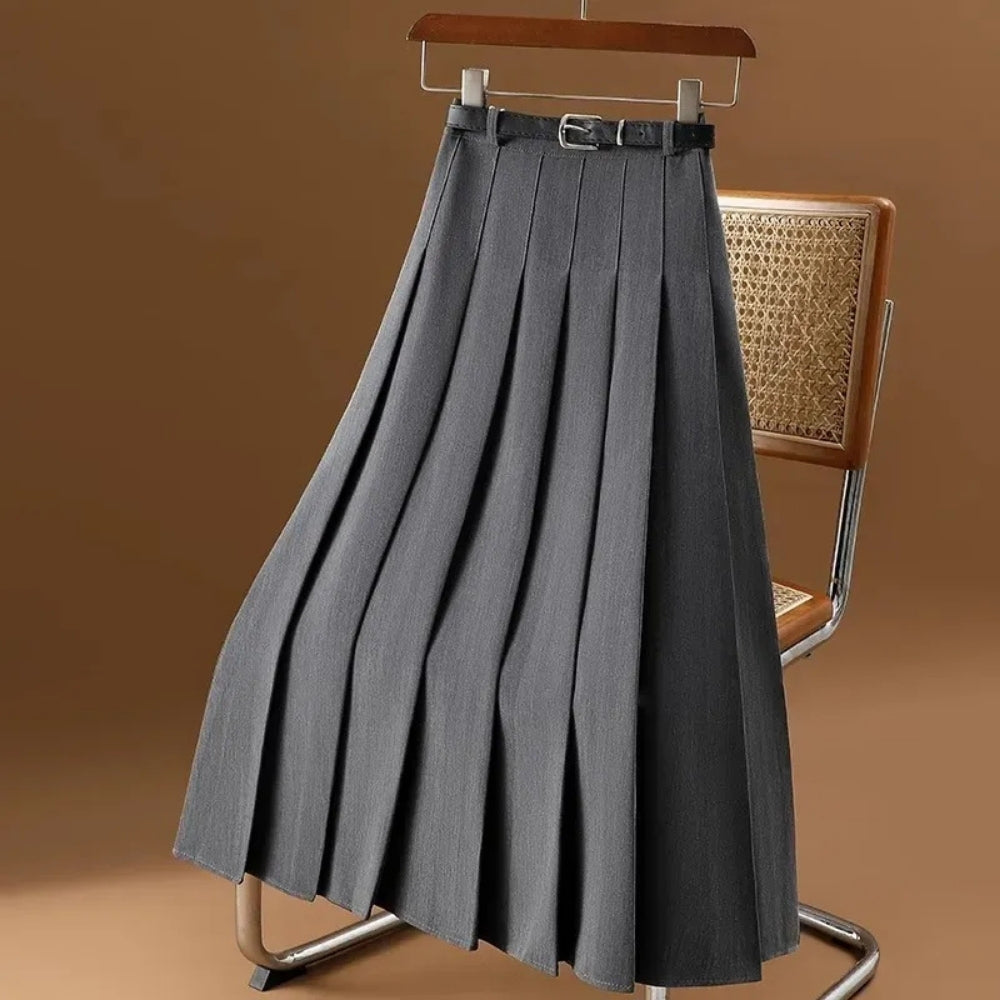 Jupe Midi Plissée en Ligne A – Silhouette Élégante et Structurée