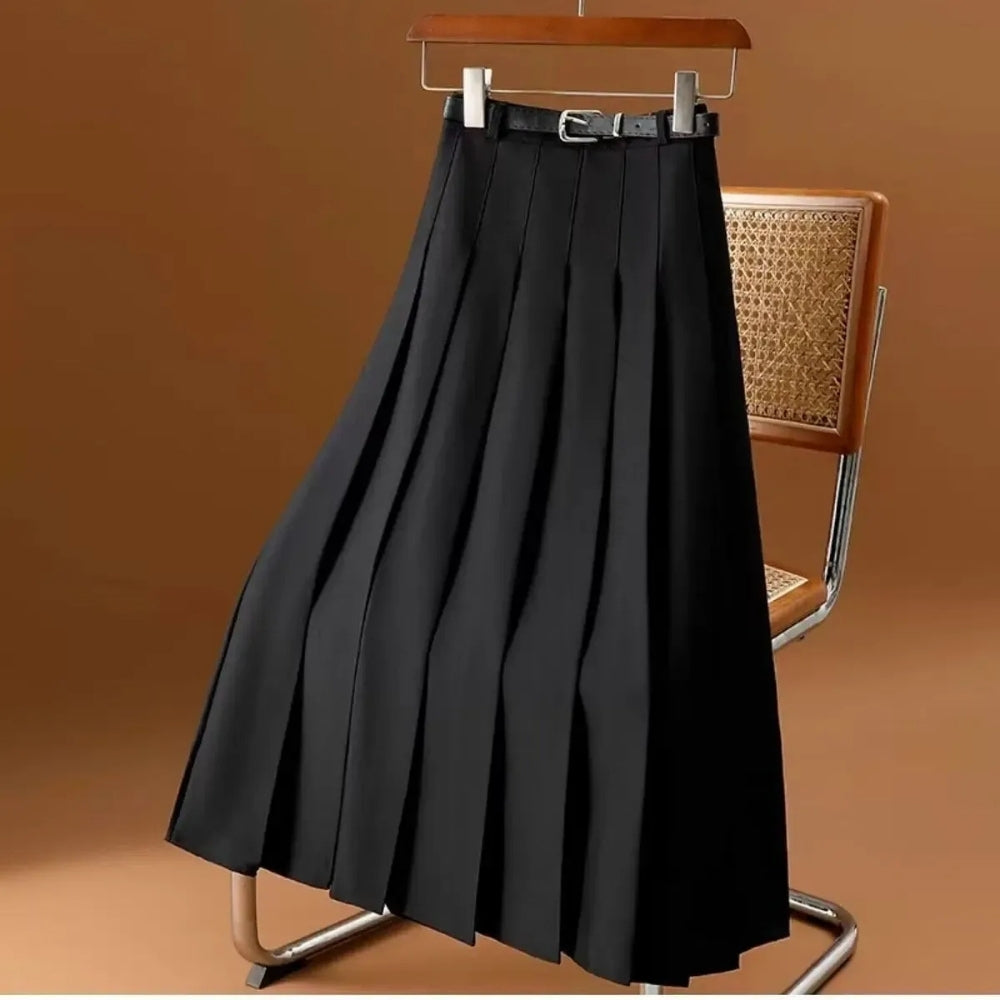 Jupe Midi Plissée en Ligne A – Silhouette Élégante et Structurée