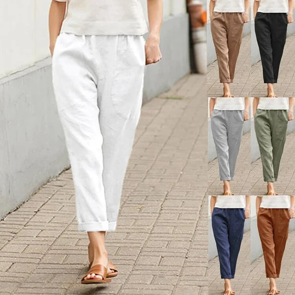 Pantalon Large en Lin et Coton – Élégance Décontractée & Confort Léger