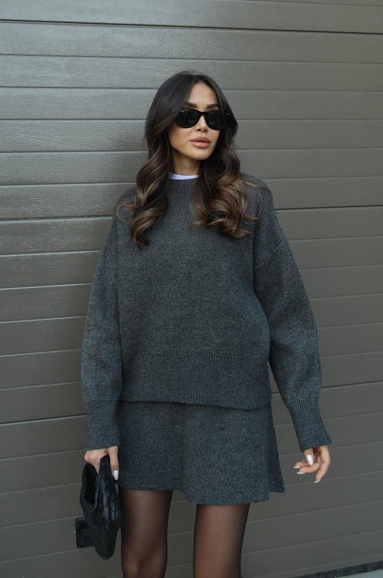 Cozy Knit Set Femme | Pull & Mini-jupe Moderne