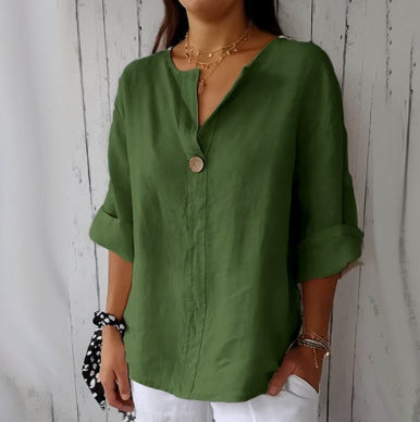 T-Shirt Femme à Col V avec Boutons – Style Décontracté pour le Quotidien