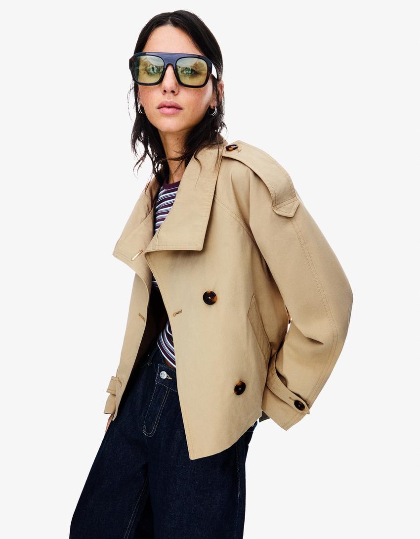 Short Trench Coat Femme | Manteau Chic à Ceinture pour le Printemps
