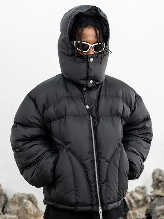 Naveron | Veste Homme Noir Matelassée Épais avec Capuche et Fermeture Zippée