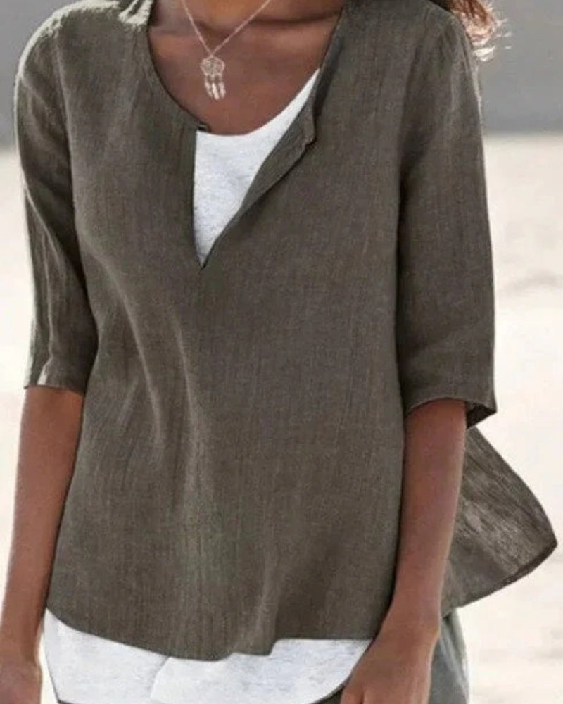 Blouse Décontractée à Effet Superposé pour Femme – Style Léger et Moderne