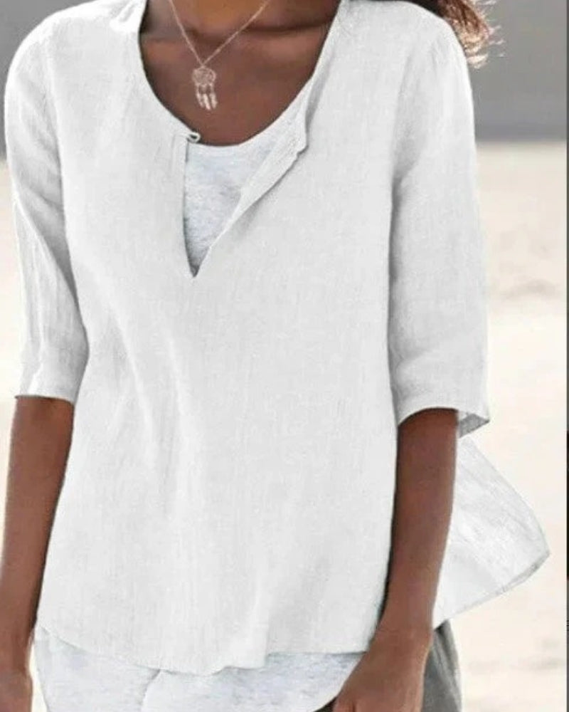Blouse Décontractée à Effet Superposé pour Femme – Style Léger et Moderne