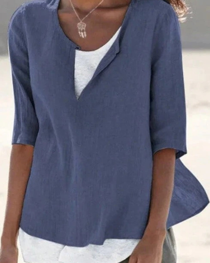 Blouse Décontractée à Effet Superposé pour Femme – Style Léger et Moderne