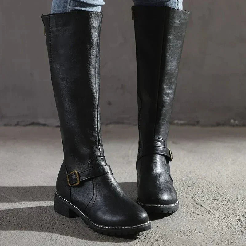 Riding Boots Élégantes Femme | Bottes Hautes en Cuir pour Automne-Hiver