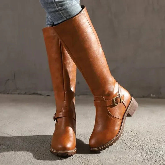Riding Boots Élégantes Femme | Bottes Hautes en Cuir pour Automne-Hiver