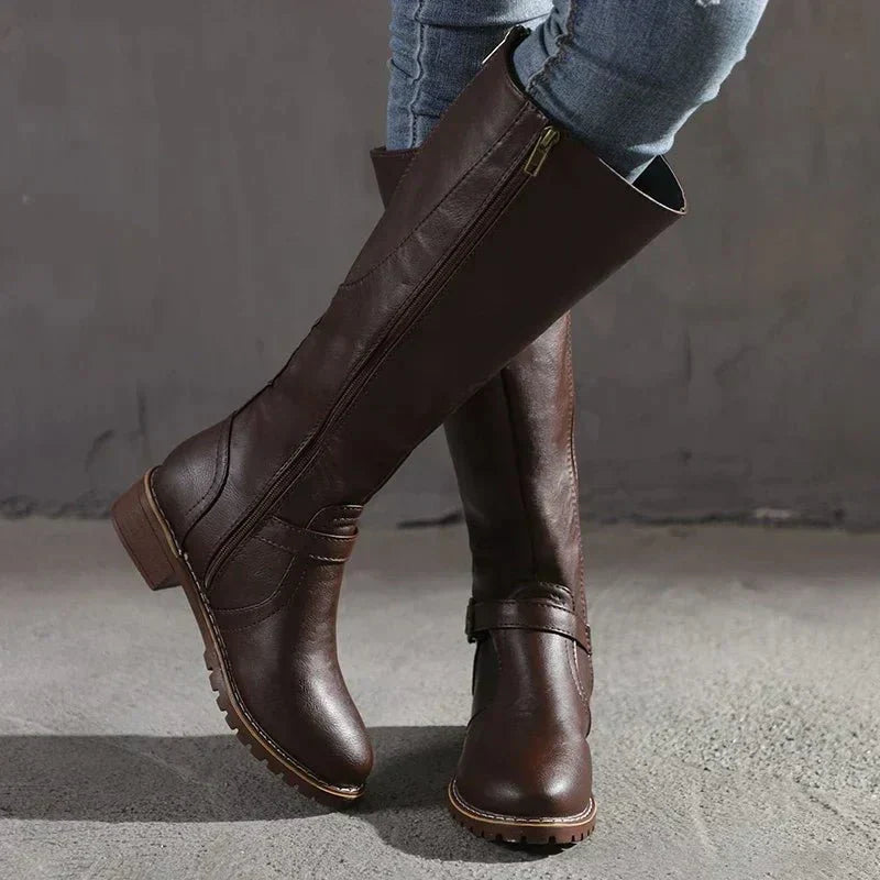 Riding Boots Élégantes Femme | Bottes Hautes en Cuir pour Automne-Hiver