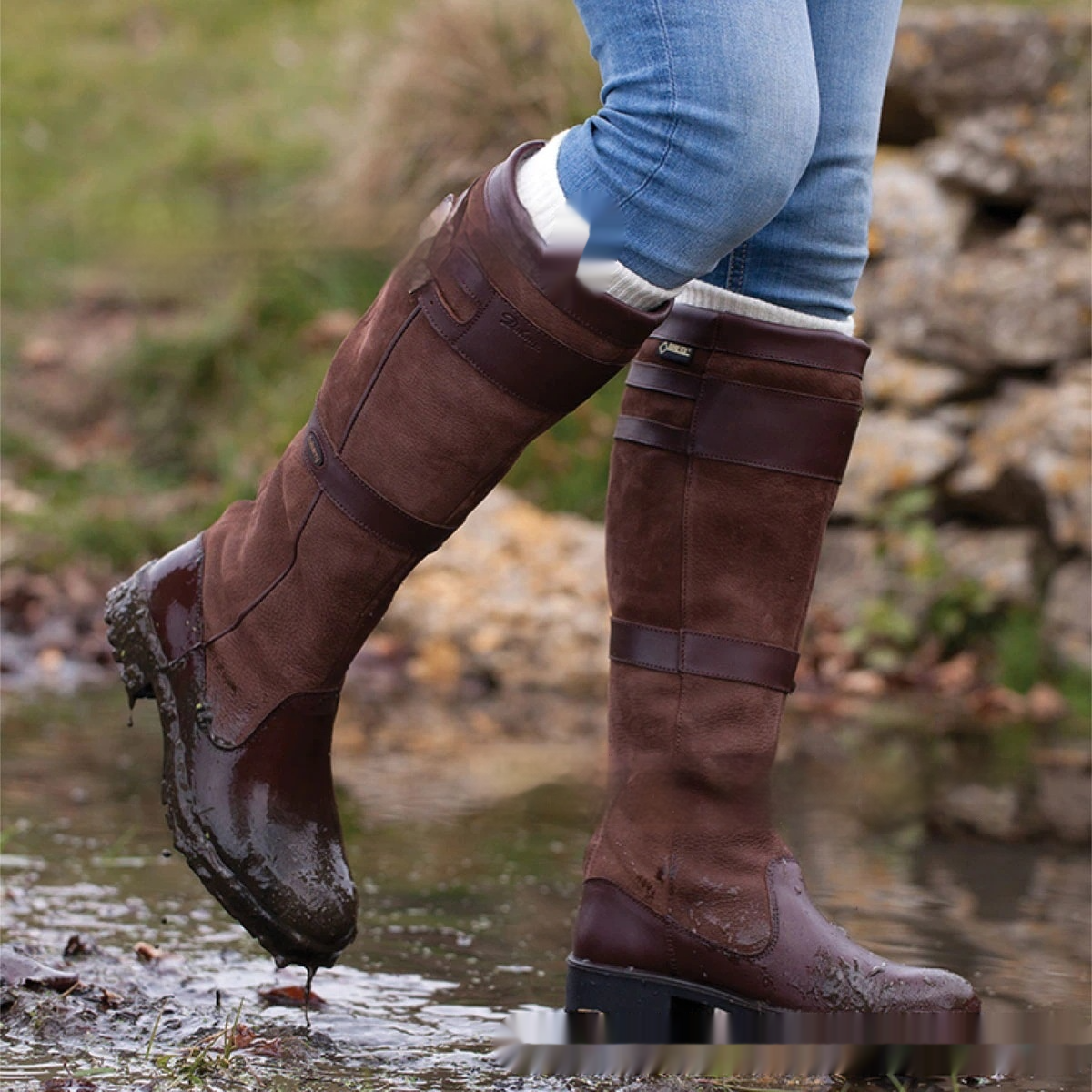 Outdoor Boots Femme | Bottes en Cuir Imperméables à Tige Haute avec Boucles