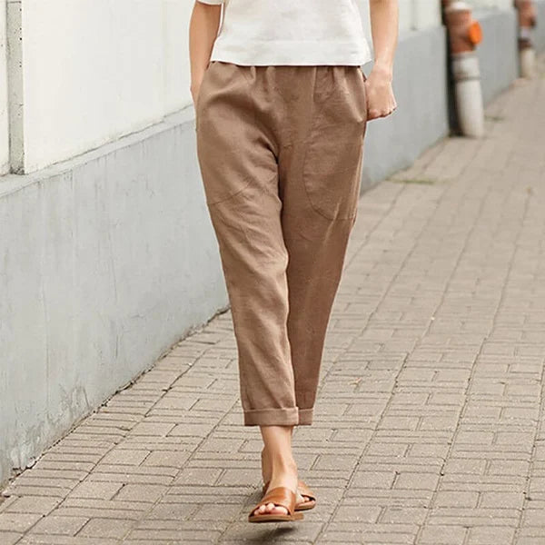 Pantalon Large en Lin et Coton – Élégance Décontractée & Confort Léger