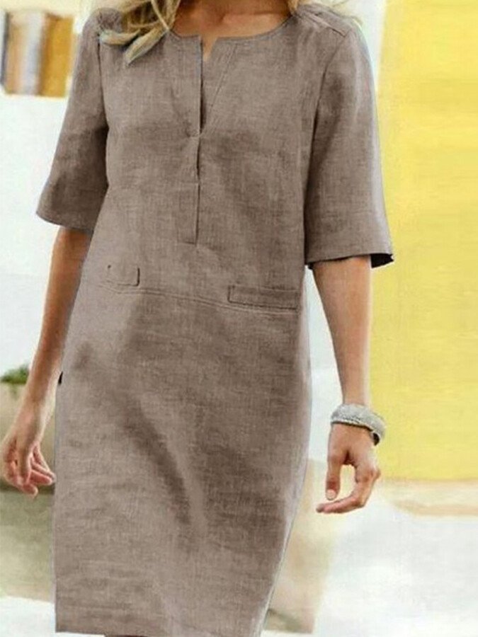 Robe Décontractée en Coton et Lin – Élégance Légère au Quotidien
