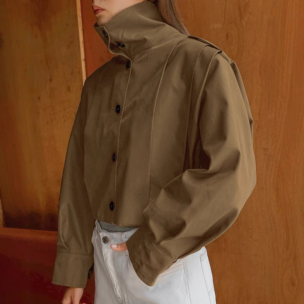 Cassyane | Veste femme kaki boutonnée coupe large élégante