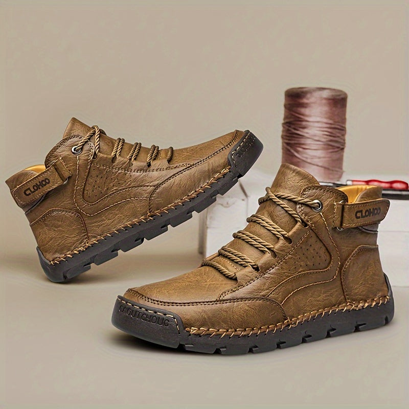 Ravion | Bottines Homme Hiver à Lacets et Velcro avec Doublure Chaude et Semelle Robuste
