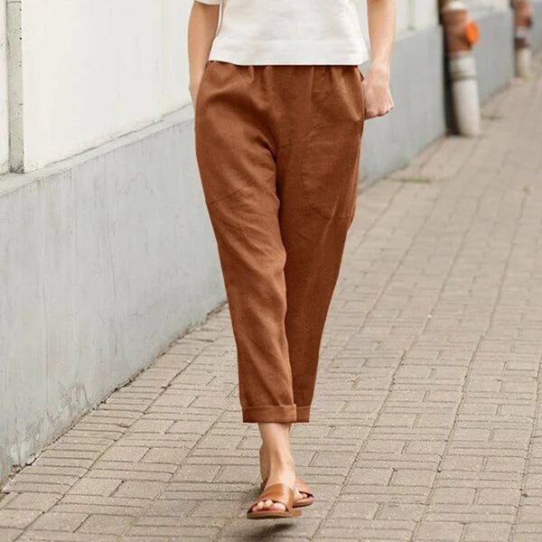 Pantalon Large en Lin et Coton – Élégance Décontractée & Confort Léger