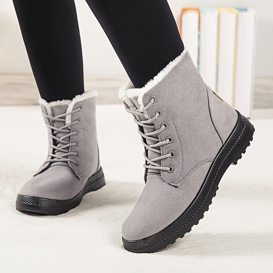 Thérèse | Bottines Hiver Femme à Lacets avec Semelle Plate et Doublure Chaude