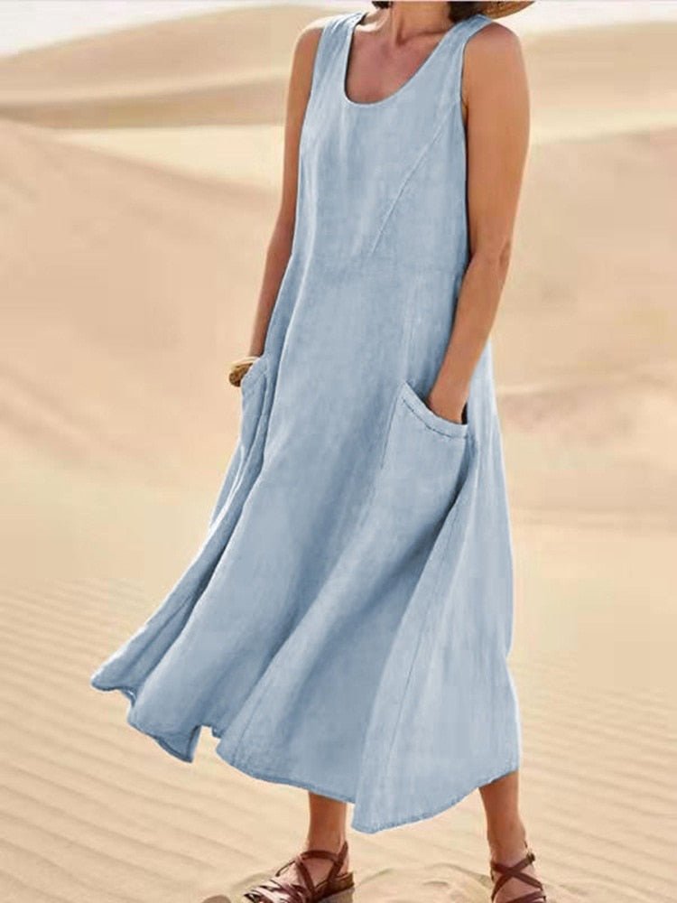 Robe fluide à coupe décontractée avec poches – Légère, confortable & estivale