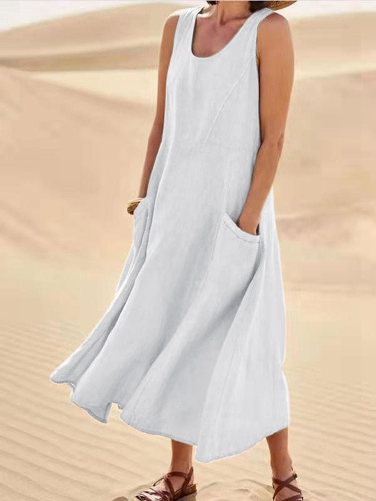Robe fluide à coupe décontractée avec poches – Légère, confortable & estivale