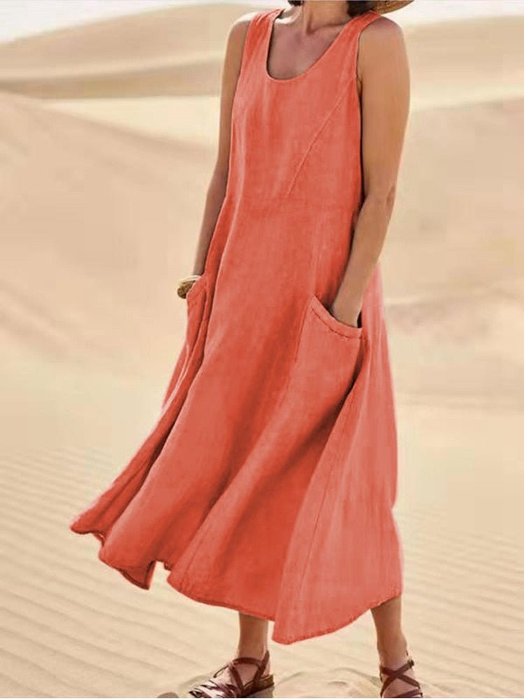 Robe fluide à coupe décontractée avec poches – Légère, confortable & estivale