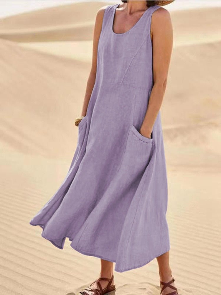 Robe fluide à coupe décontractée avec poches – Légère, confortable & estivale