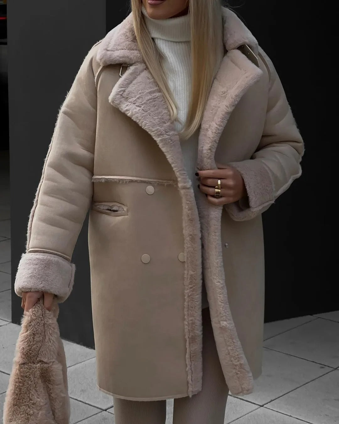 Élaria | Manteau Femme Long Doublé Polaire Épais et Chic