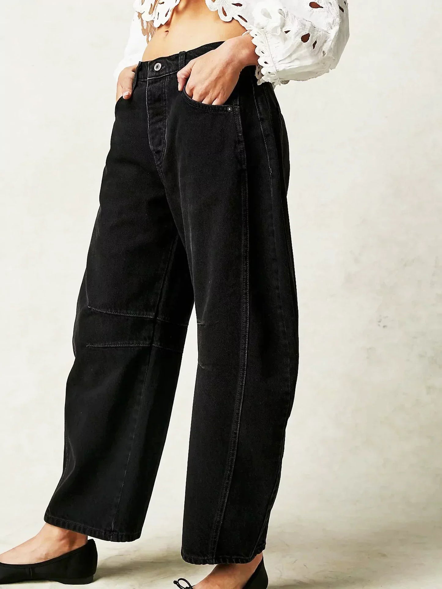 Jeans Femme Taille Haute à Jambe Large | Denim Léopard Moderne