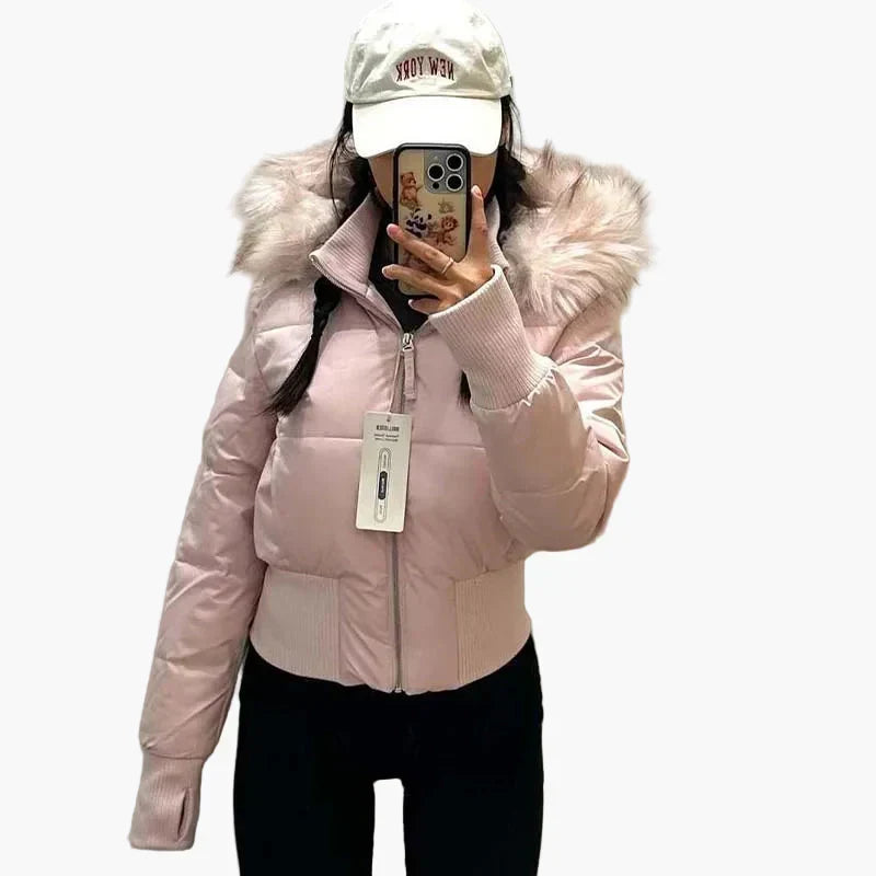 Veste matelassée femme | Veste courte à capuche avec fermeture zippée pour les journées fraîches