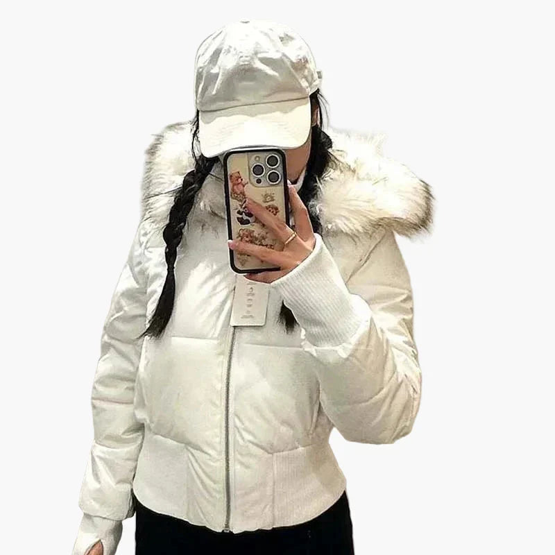 Veste matelassée femme | Veste courte à capuche avec fermeture zippée pour les journées fraîches