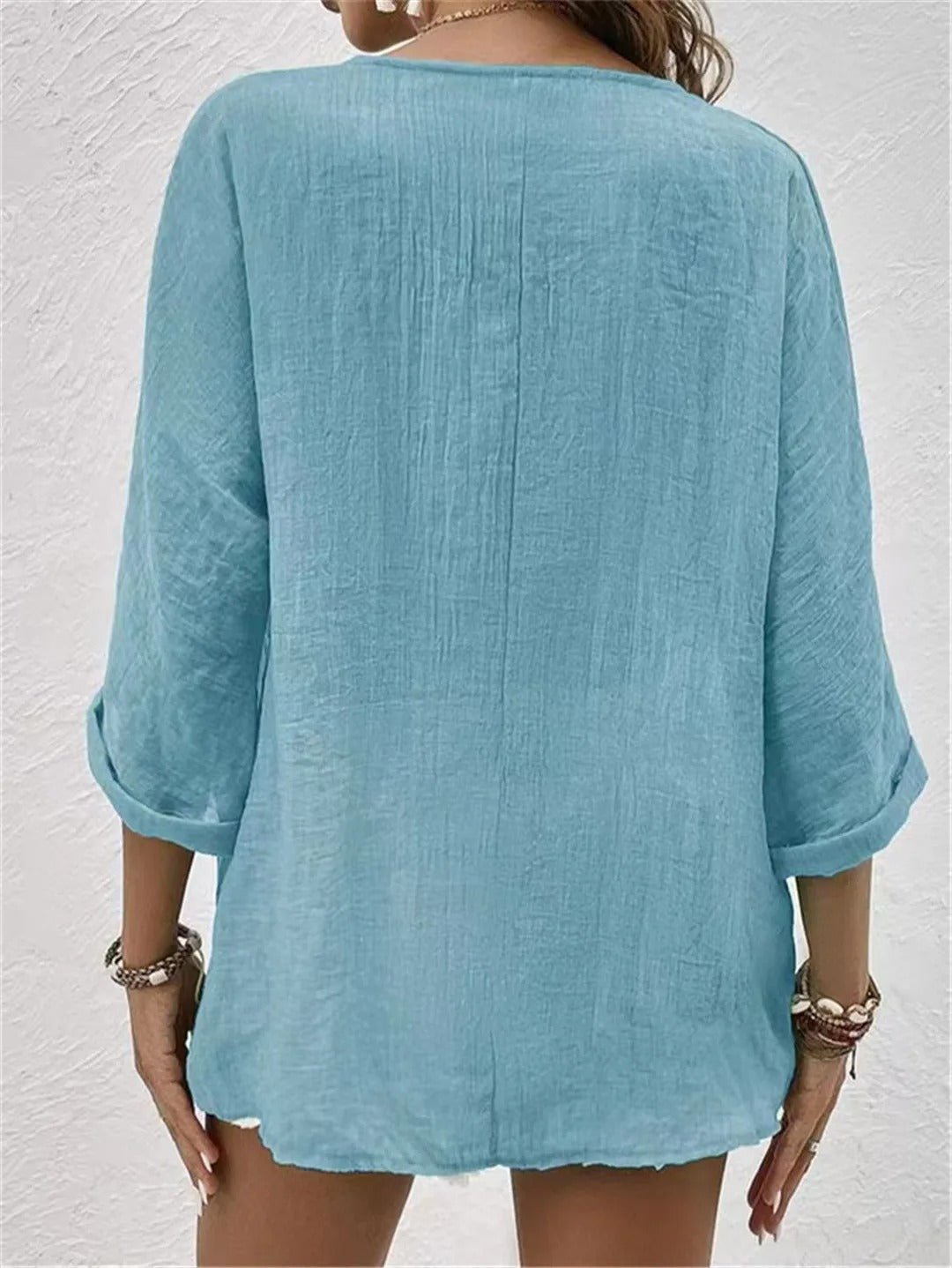 Blouse Élégante à Col V – Style Polyvalent & Confort Léger