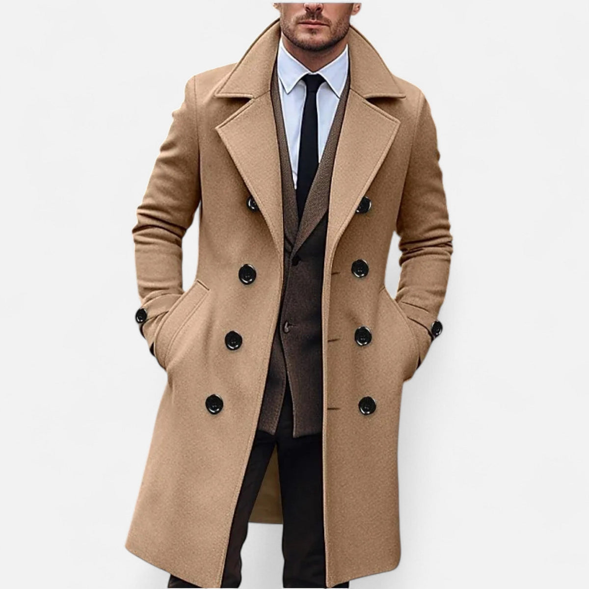 Manteau Homme Structuré à Revers Classique – Élégant, Confortable & Polyvalent