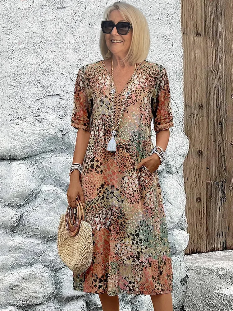 Robe Midi Fleurie Élégante – Charme Féminin & Style Moderne